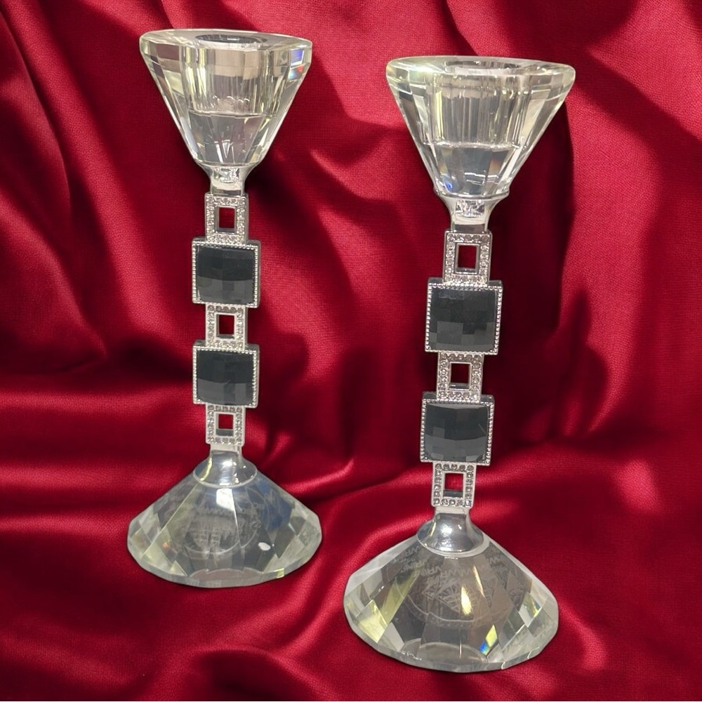 Set of 2 Bowring Bejewelled Crystal Candlestick Holders (EUC)
